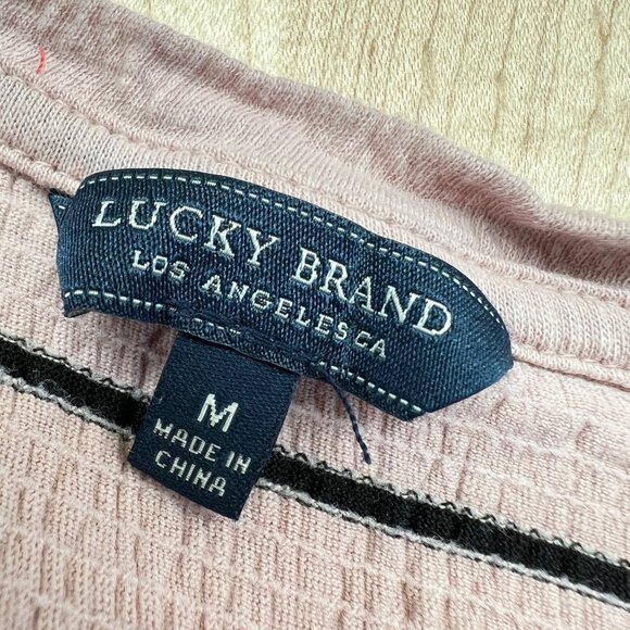 Lucky Brand Striped Short Sleeve Top With Side Ties Pink Size Medium - Picture 8 of 10